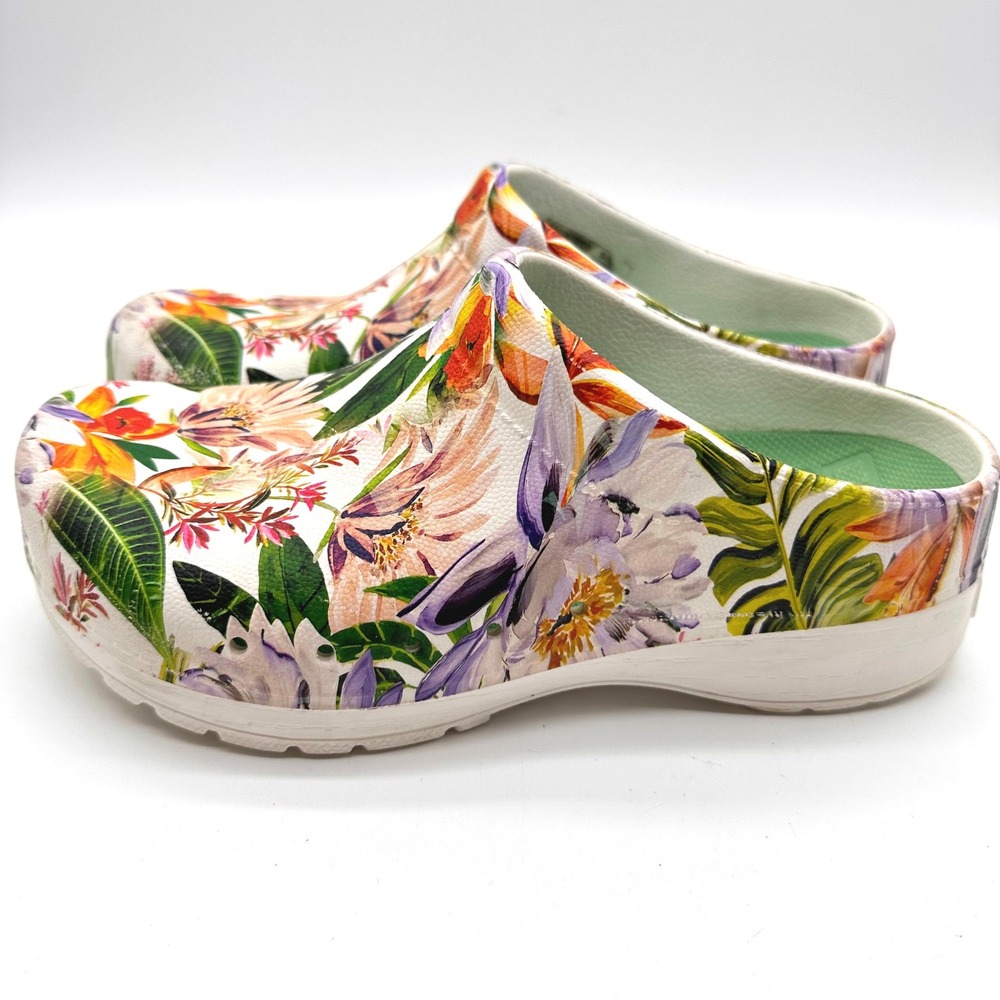 Dansko Kane Tropical Floral Eva Open Back Clogs Women White Multi Mules 37/6.5/7 - Picture 5 of 10